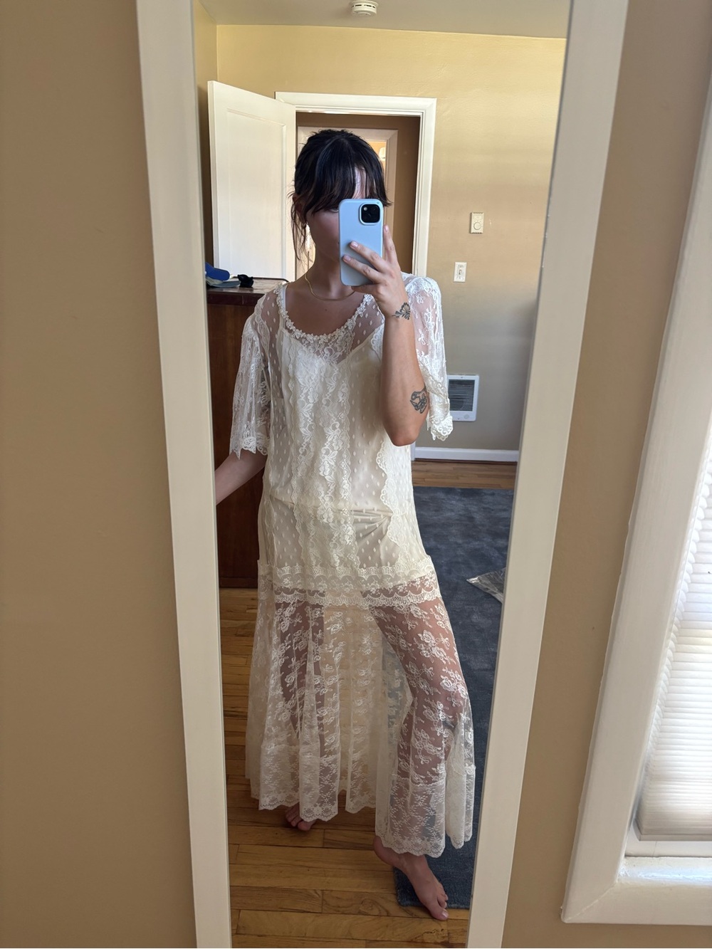 Vintage Patchwork Lace Ivory Dress